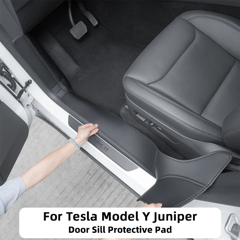 

Для Tesla Model Y Juniper защитные накладки на пороги передней и задней двери, автомобильные внутренние замшевые защитные накладки, аксессуары