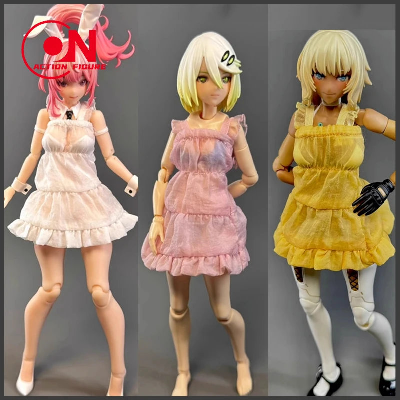 Modelo de Vestido de Festa com Alças de Renda para Soldado Feminino 1/12, Compatível com Figuras de Ação de 6'' Ob11 Azone Figma Romankey