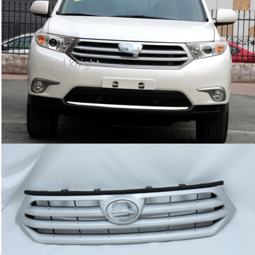 

ABS Chrome Front Grille Around Raised Racing Grills Cover For Toyota Highlander 2012 2013 2014 Car Styling