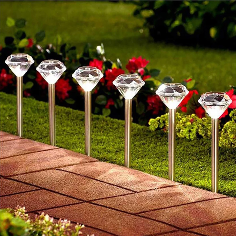 Luces Led solares para exteriores, pantalla de diamante, luces de jardín, IP65, impermeable, lámpara de césped, luces decorativas de paisaje de patio, 4 piezas