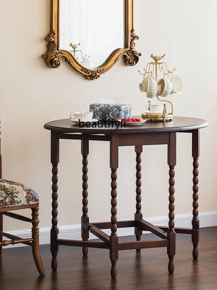 

Home Dining Room Foldable Mild Luxury Retro Dining Table Small Apartment Home Cherrywood Middle-Ancient Coffee Table