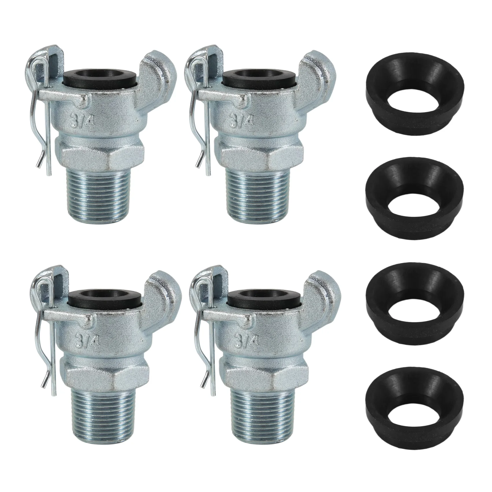 HITL 4Sets NPT Air Hose Fitting 2 Lug Universal Coupling Chicago Fitting for Female and Male End (Male End,3/4Inch)
