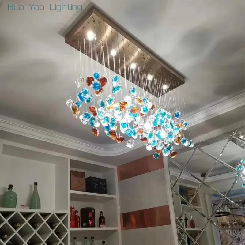 Special shape stone restaurant chandeliers glass home designer art Pendant Chandelier Lighting Light luxury Living Room led lamp