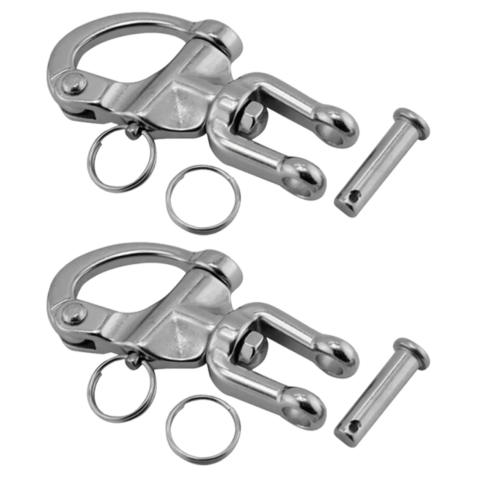 2Pcs Marine Anchor Swivel Shackle 3 1 3 Stainless Steel Snap Shackle Boat Rope Clip Sailing Hardware Rigging Shackles Hardware