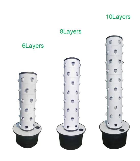 Agriculture Hydroponics Garden Tower 10layers with 60holes System for Family Plant Lettuce Salad Strawberry