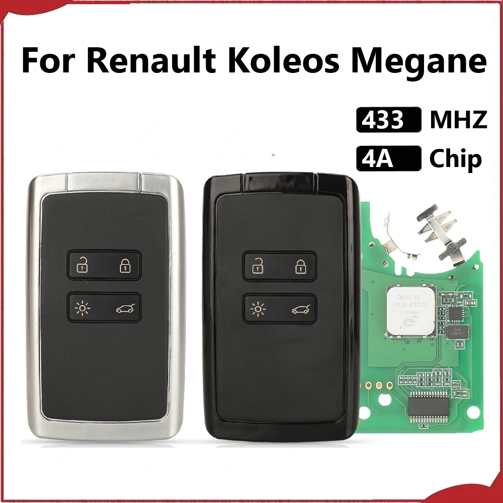 Image of kutery Neue Fernbedienungsschlüsselkarte für Renault Koleos II Megane IV DUSTER KADJAR Scenic IV Dacia 4A Chip 433 MHz