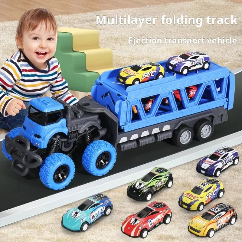 Super Large Catapult Truck Deformation Folding Track Alloy Car Model Storage Transport Vehicle Boy Toys