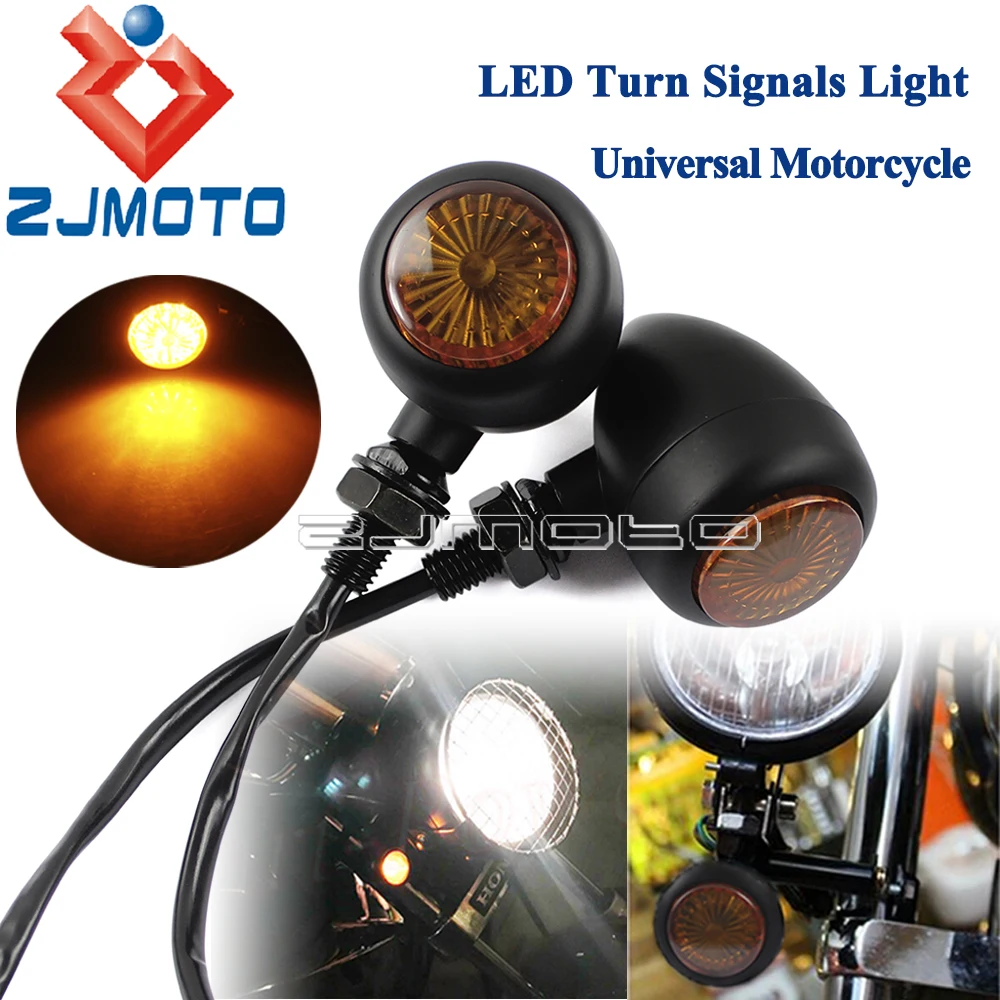 Motorcycle Turn Signal Light Flashser Blinker Amber Turn Signals Indicators For Harley Choppers Classic Cafe Racer Bobber Custom