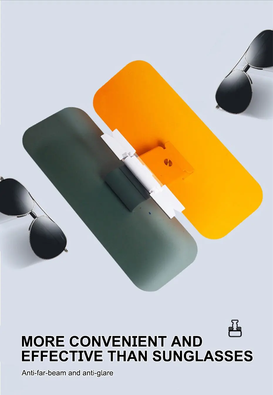 SEAMETAL 1 Stück Auto-Sonnenblende 2-in-1 Windschutzscheiben-UV-Blocker Blendschutz Sonnenschutz Polarisiert HD Nachtsicht Sonnenschutz für Sicheres Fahren – Detail 8