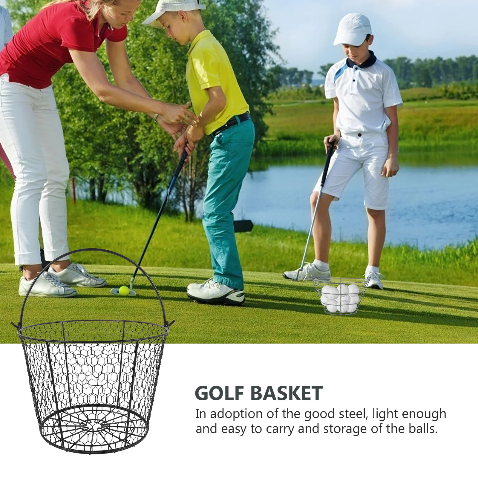 

Stainless Steel Golf Ball Storage Basket Portable Durable Metal Container for Driving Ranges Schools Backyard