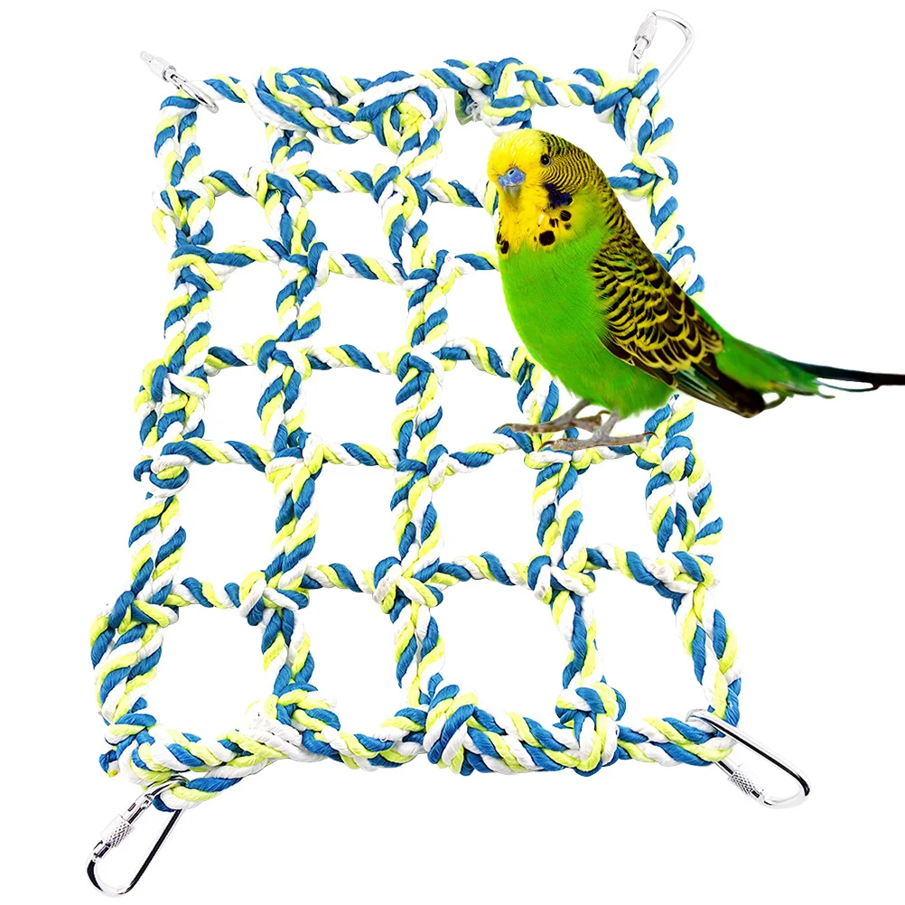 

Colorful Woven Climbing Net 28X20X1Cm Polyester Rope Cage Hammock For Small Animals Pet Exercise Animal Activity Equipment