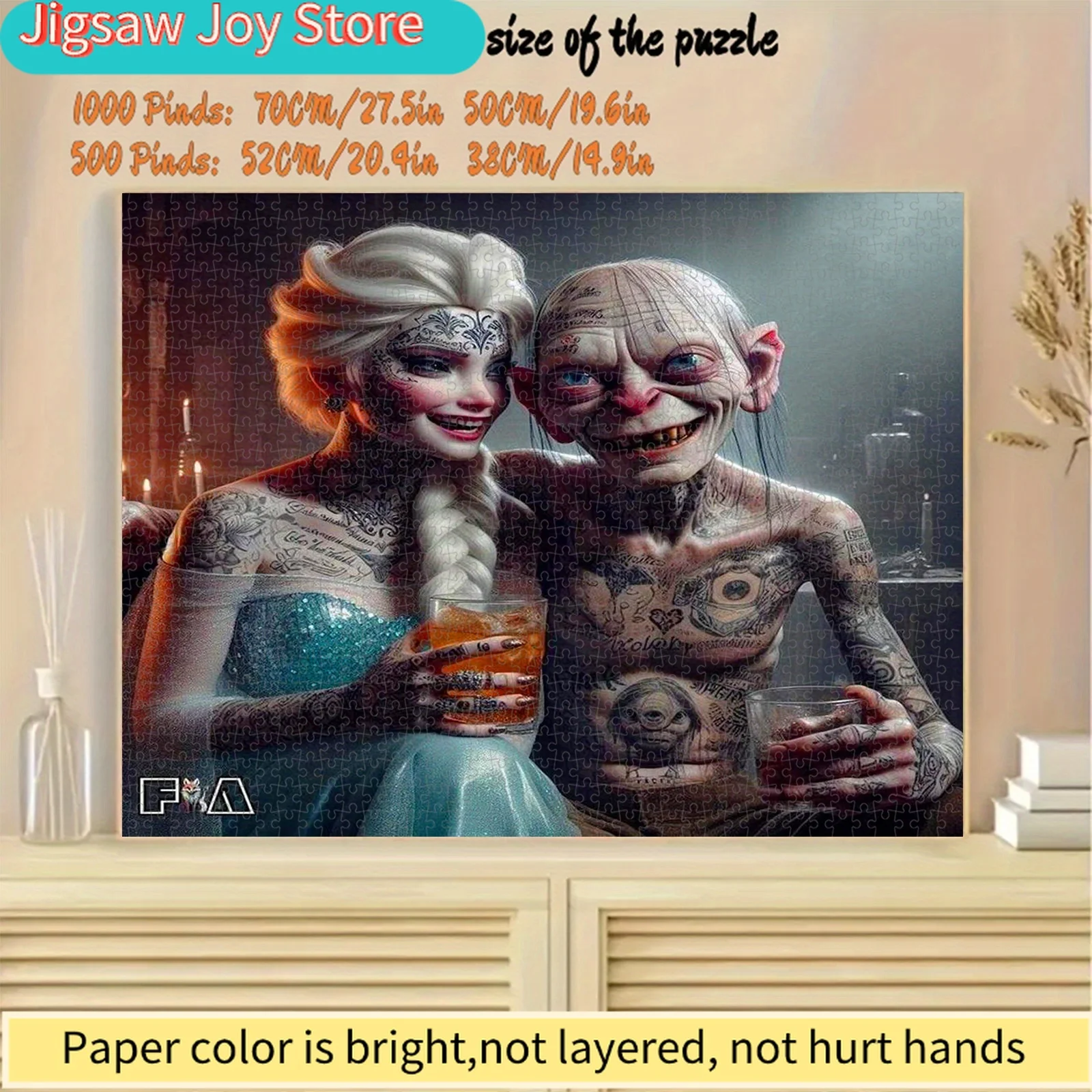 500pcs/Disney  Paper Puzzles, Puzzles, Large Puzzles, Adult Puzzles, Featuring a Tattooed Elsa, Perfect for Sweet Dates. Suita