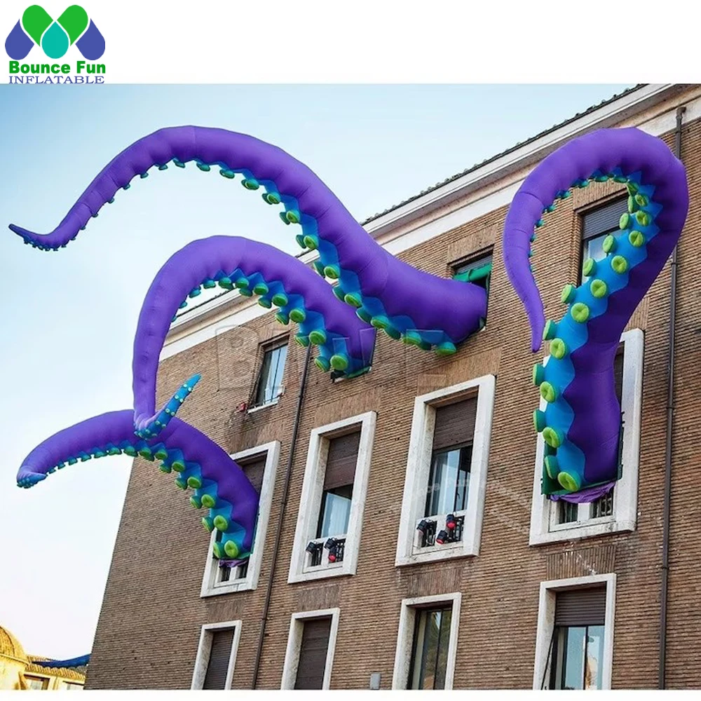 Tencule gonflable géant de poulpe 2025 avec suce le bras gonflable extérieur de poulpe pour la décoration de bâtiment de fête d'Halloween