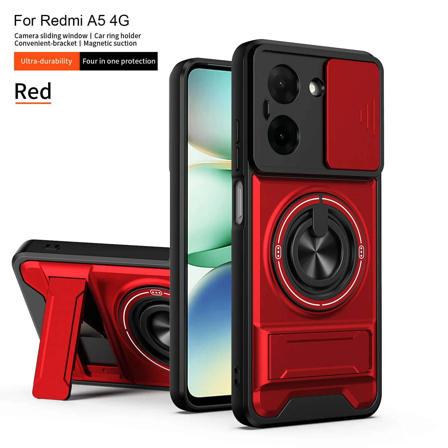 For Xiaomi Redmi A5 4G Case Redmi A5 4G 173 Cover Phone Case Magsafe Magnetic Fold Holder Military Armor Camera Protection Cover - view 4
