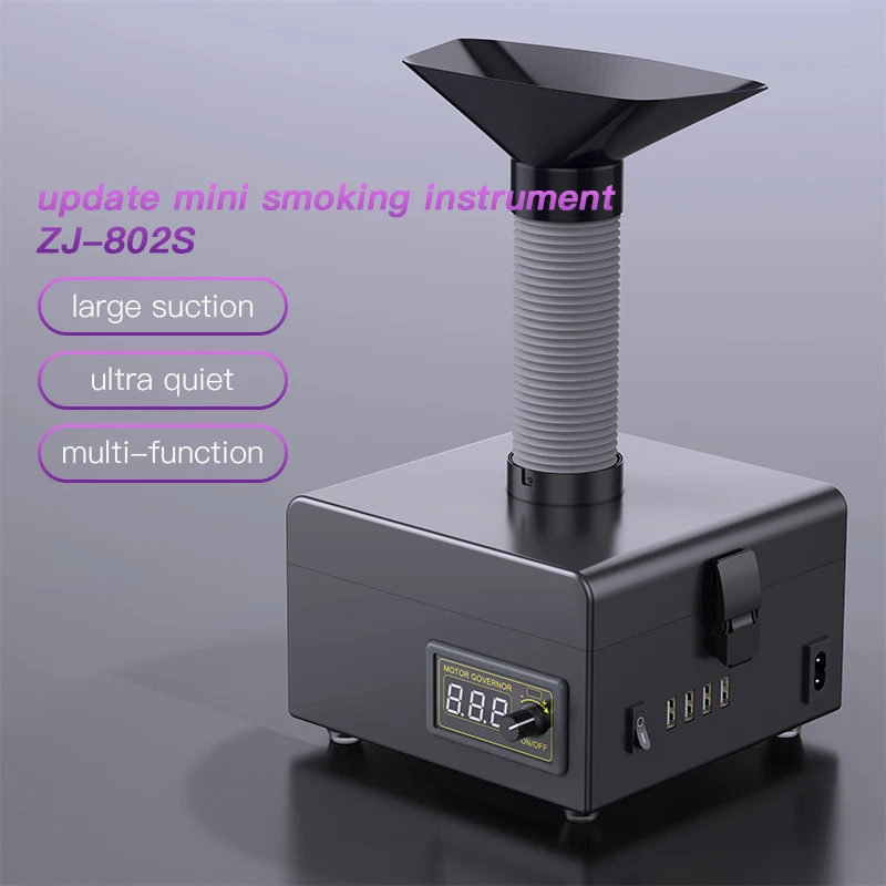 Extractor de humo de escritorio ZJ-802S, sistema de purificación de polvo para soldadura, reparación de teléfonos, absorción de humo