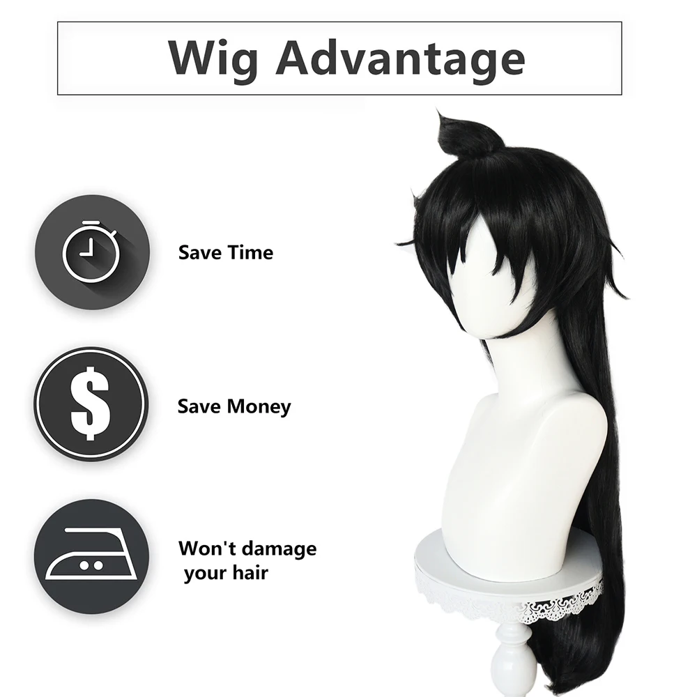 عالية الجودة أنيمي ران موري تأثيري الشعر الاصطناعية 30 بوصة أسود طويل الشعر مرحلة الأداء اليومي المعرض الهزلي شعر مستعار للحفلات