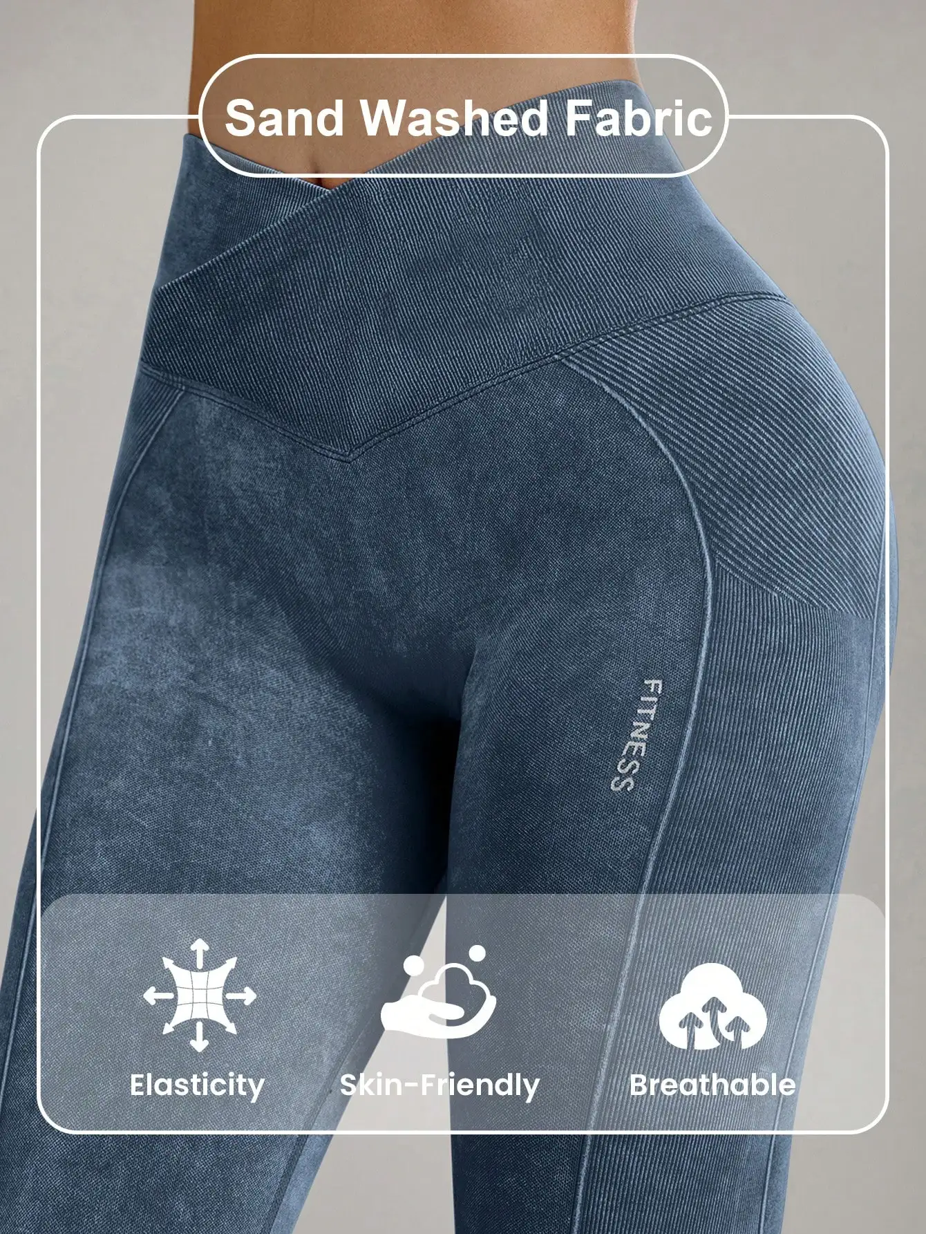 Seamless Sand Washed Butt Lifting Yoga Leggings Women Cross High Waist Stretch Gym Workout Pants