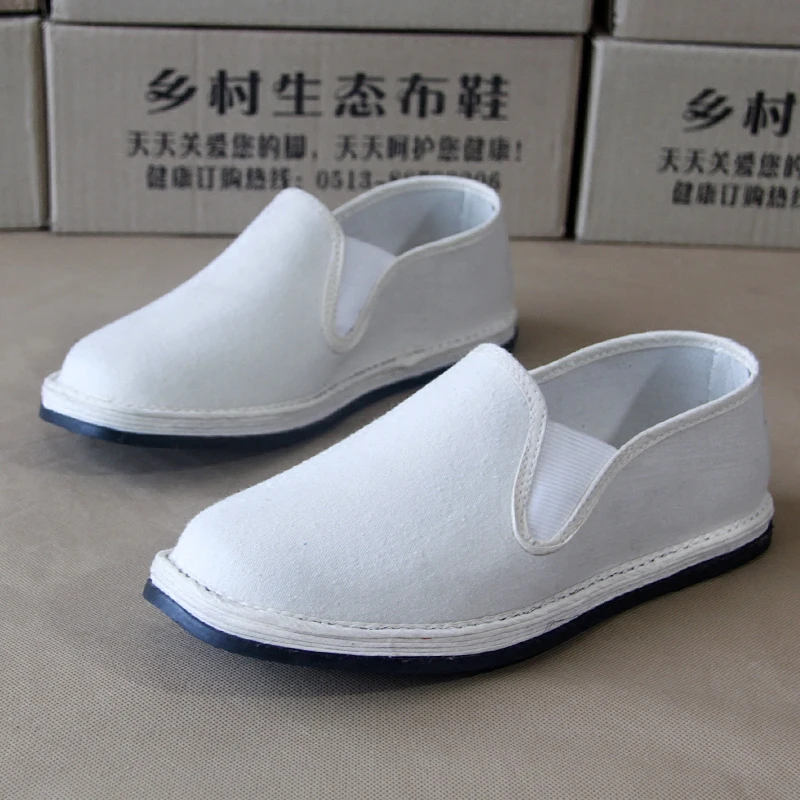 White handmade cloth soled Memorial shoes Unisex layers soles breathable Kungfu shoes Hospital nurse protective white shoes