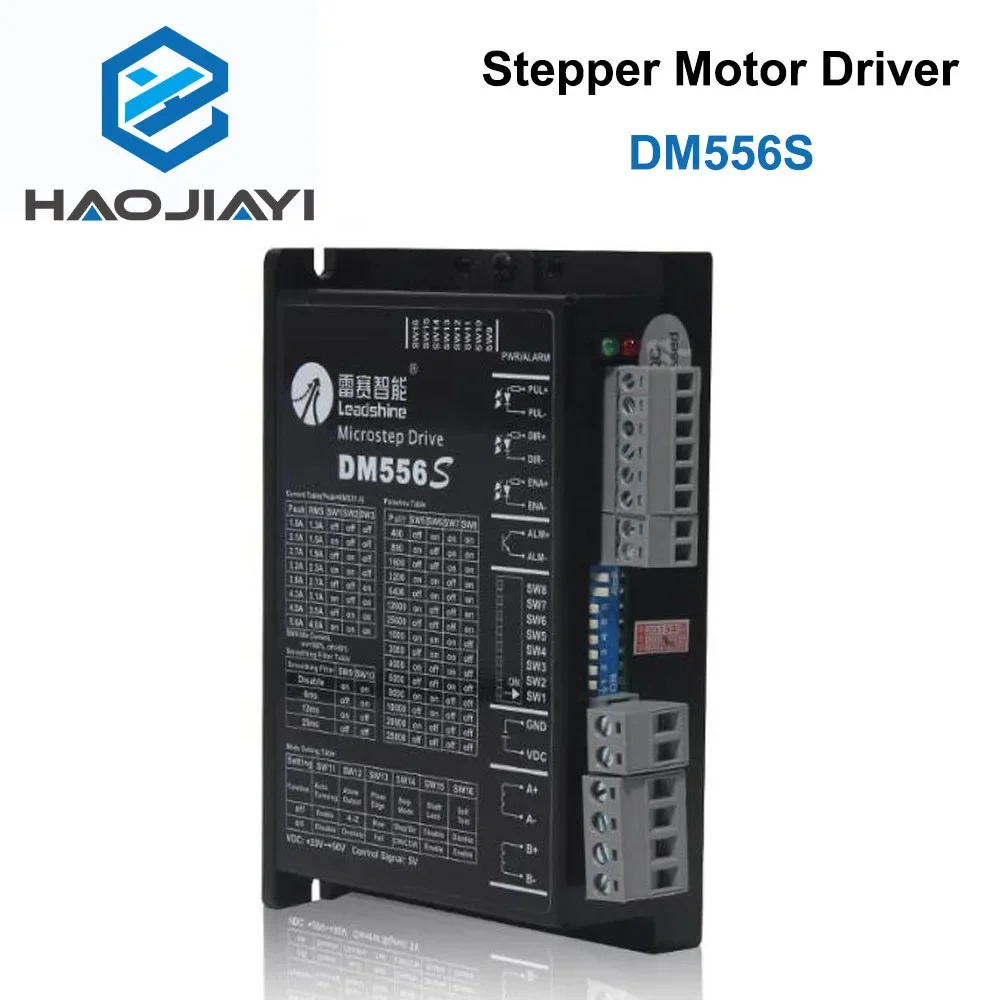 

HAOJIAYI 2-Phase Stepper Motor Driver DM556S Supply Voltage 18-50VDC Output 1.4-5.6A Current