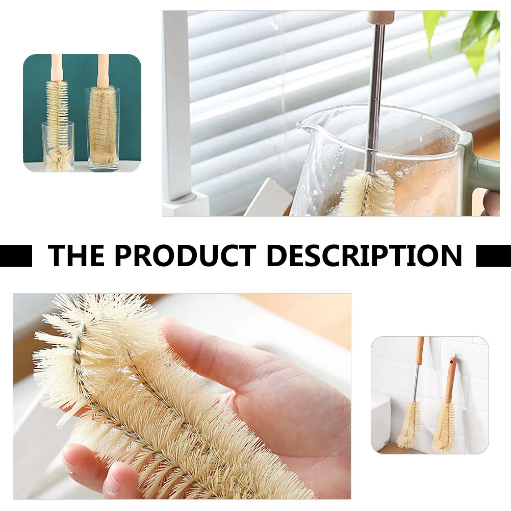 1Set Baby Bottle Brush Food Grade Long Handle Thick Bristles Hanging Hole for Bottle Cleaning Feeding Teacups Long-Handle Brush