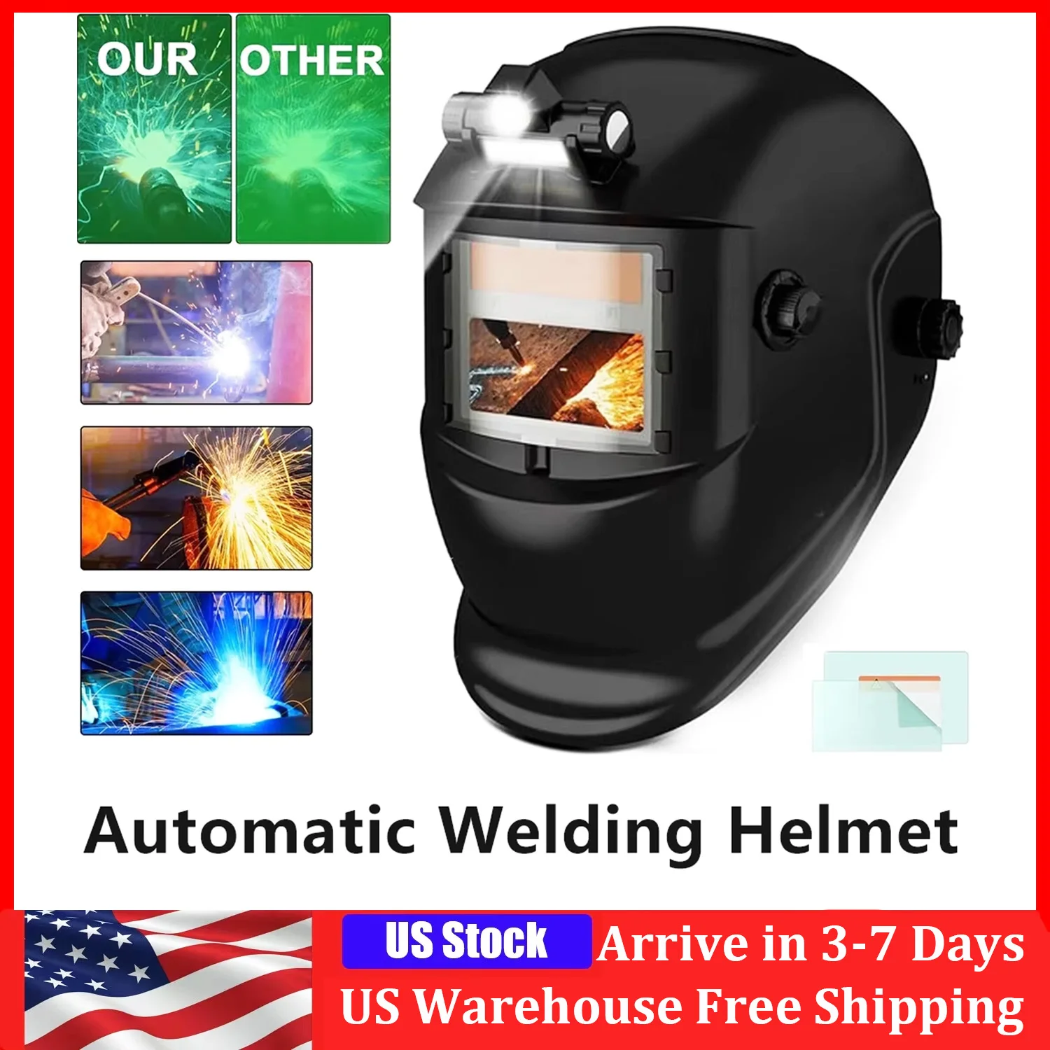 

Сварочная маска с автоматическим затемнением, солнечная, с реалистичной цветопередачей, регулируемая, с большим обзором, защитная, для дуговой сварки, шлифовки и резки