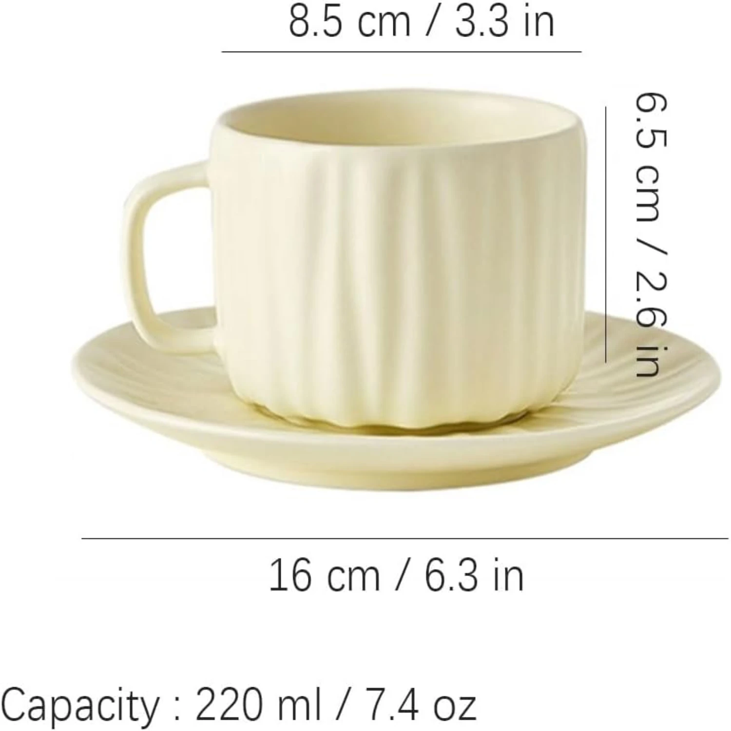 Stunning Elegant and Beautiful Beigey Ceramic Tea Cup Set - Reusable and Microwavable - Perfect for Home or Office Use - Gorgeou