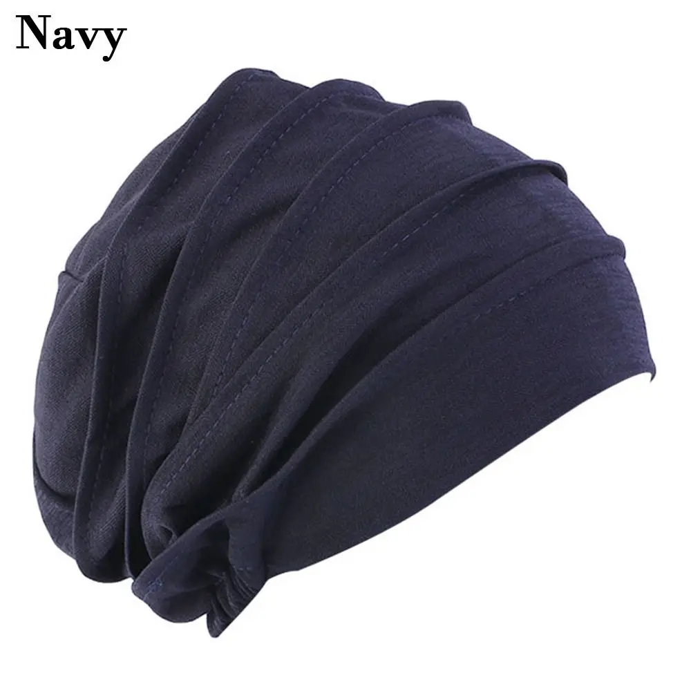 8 Colors Inner Hijabs Cap Femme Wrap Head Slouch Beanies Solid Color Bonnet Chemo Cap Women Cotton Hat