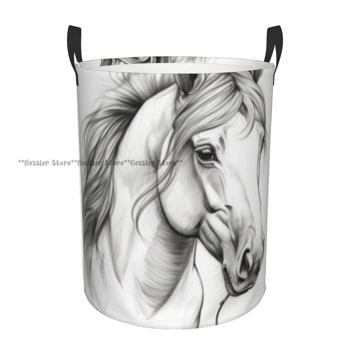 Dirty Laundry Basket Horse Head Folding Clothing Storage Bucket