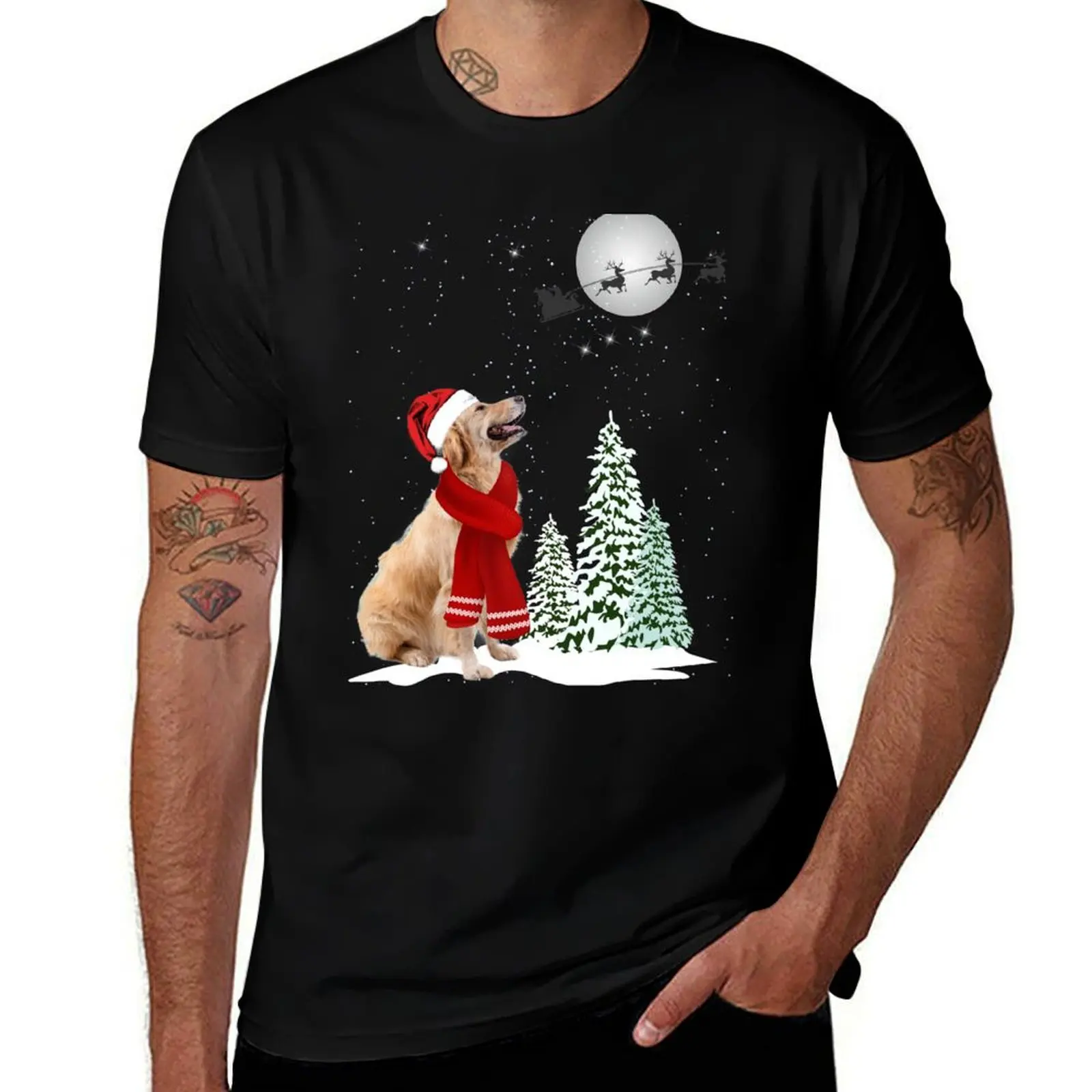 

Golden Retriever Looking at Santa T-Shirt Fitness Quick Dry Short Sleeve Top