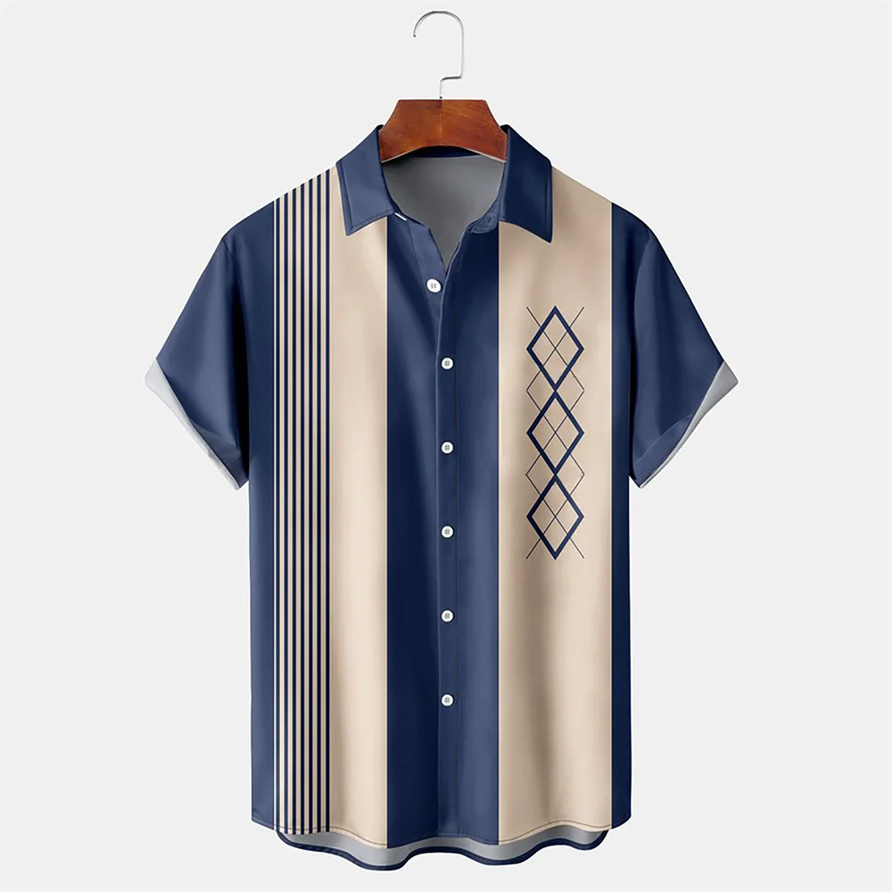 2023 Fashion Shirts for Men Summer Casual Poker Print Shirt Hawaiian Shirt Lapel Button Beach Tops Vintage Shirt Male Tees