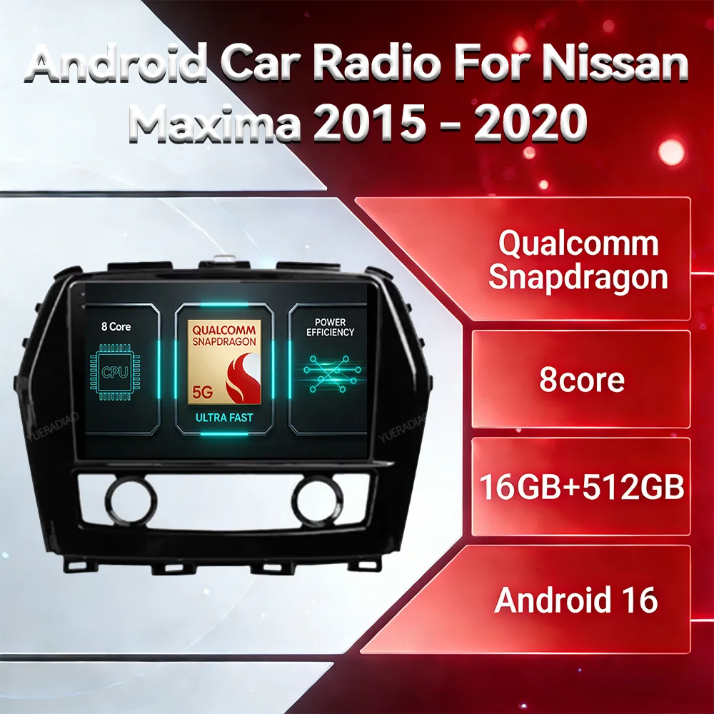 Android 16 Car Radio For Nissan Maxima A36 2015 - 2020 GPS NAVI Multimedia Video Player 2DIN 4G WIFI Qualcomm QLED BT Head Unit