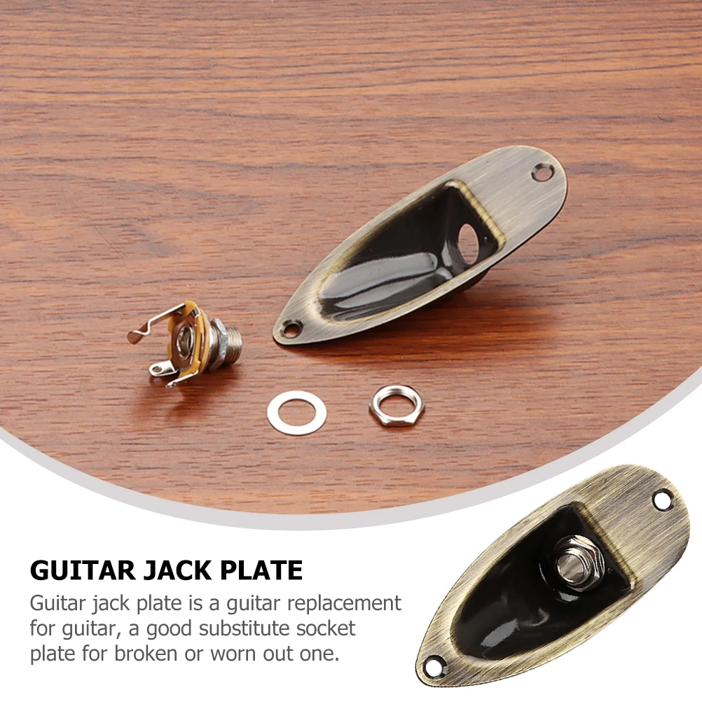 

Bronze Beige Guitar Jack Plate Set Electric Output Socket Input Plates Stereo Plug Replacement Accessories Metal Guitar Parts