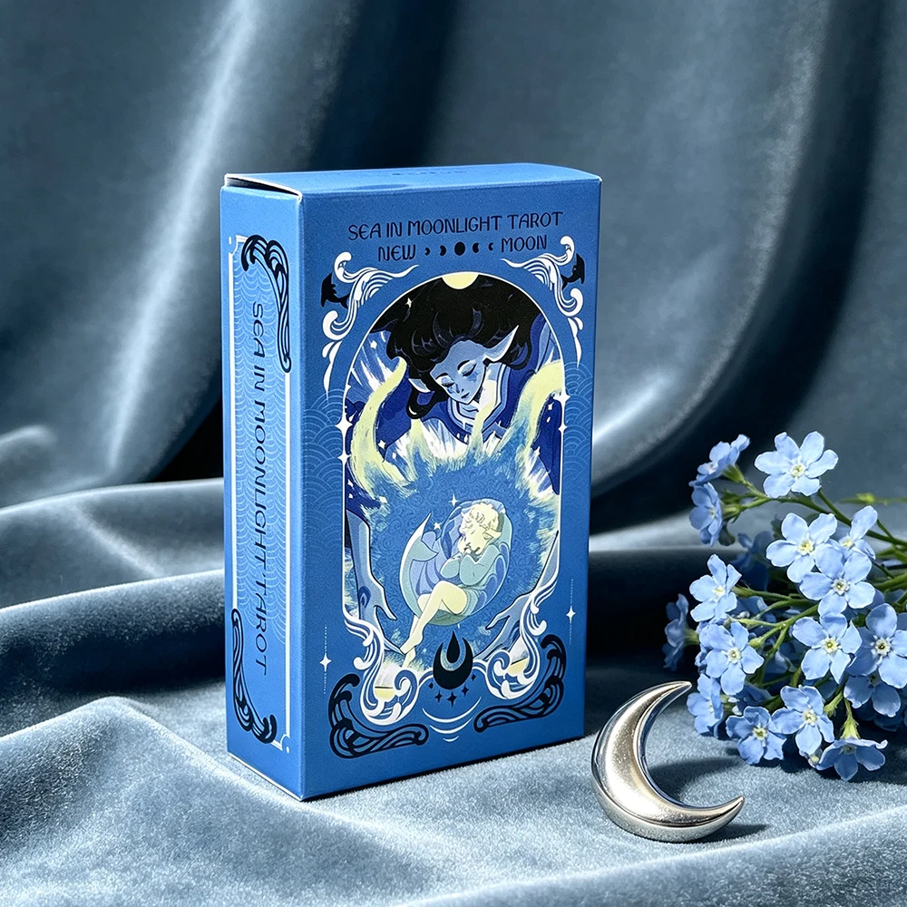 Sea in Moonlight Tarot Deck 78 Cards English Version Divination Cards Game for Spiritual Fortune Telling Board Game Collectors