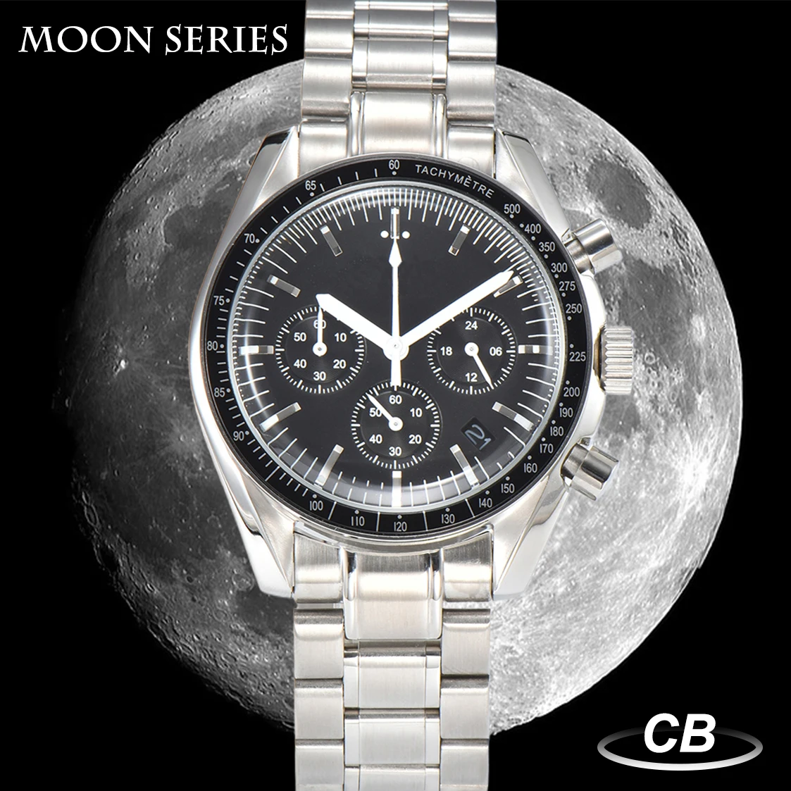 

Moon Series 40mm Automatic Calendar Men's Watch VK63 Movement Super Stylish Six Hands Sapphire Mirror Luxury Watch