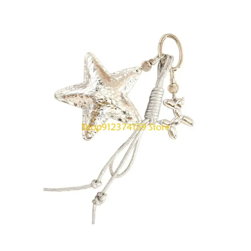 G5AE Functional Star Keychain Attachment With Delicate Beaded Design Fashion Bag Pendant Holder For Bag Or Car Interior