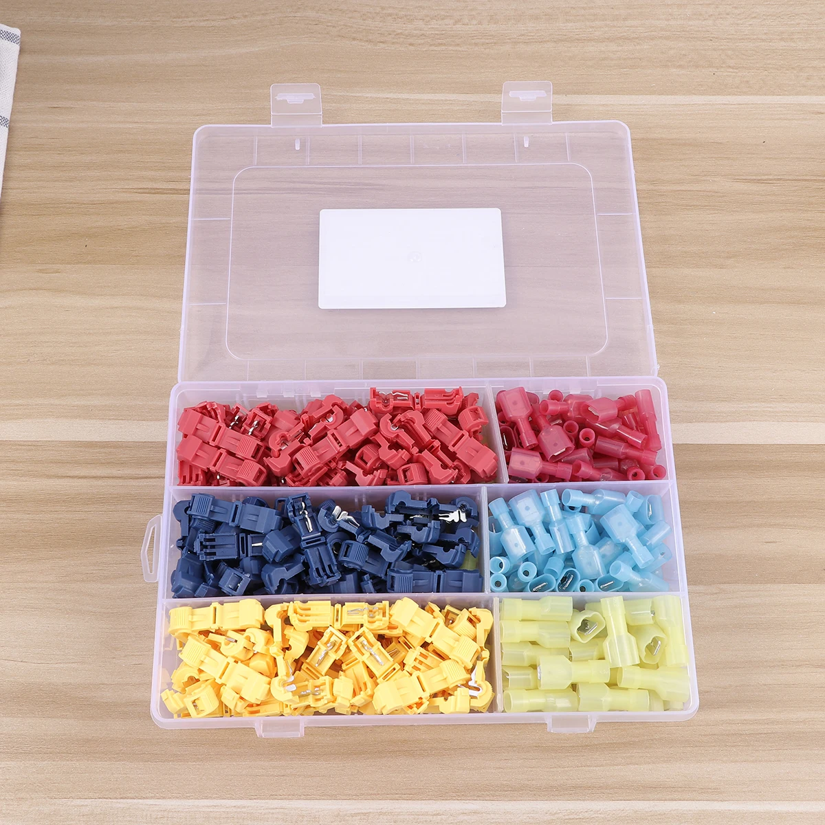 

240pcs T Shape Copper Terminal Connector Cold Pressed Crimp Waterproof Dustproof Tin Plated Transparent Storage Butt Electrical