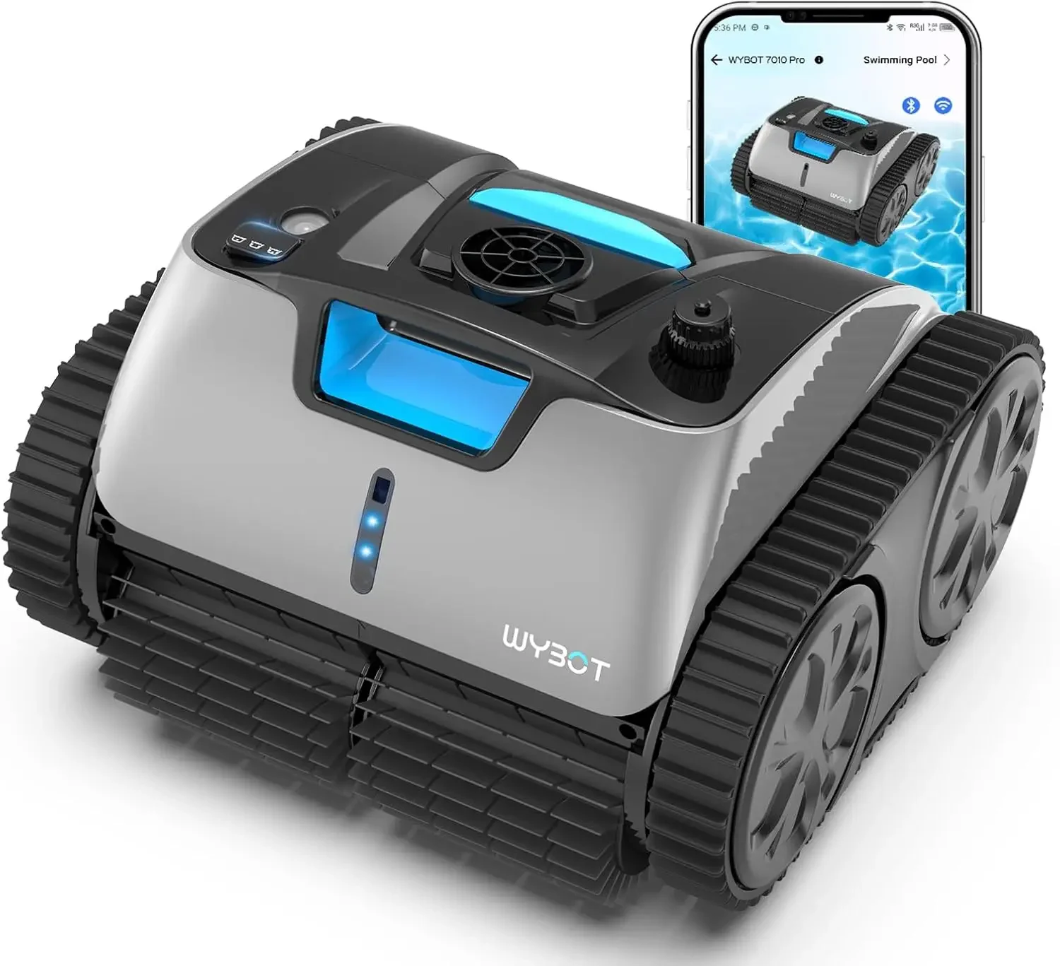 Robotic Pool Cleaner with APP Manual Mode Switching Wall Climbing 65W Suction Power 150 Mins Intelligent Route Planning