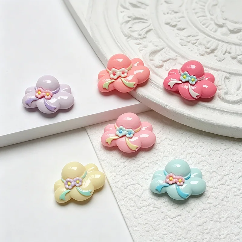 100pcs Cute Flower Hat Resin Flatback Cabochon DIY for Phone Case Shoes Hairpin Keychain Earrings Scrapbook
