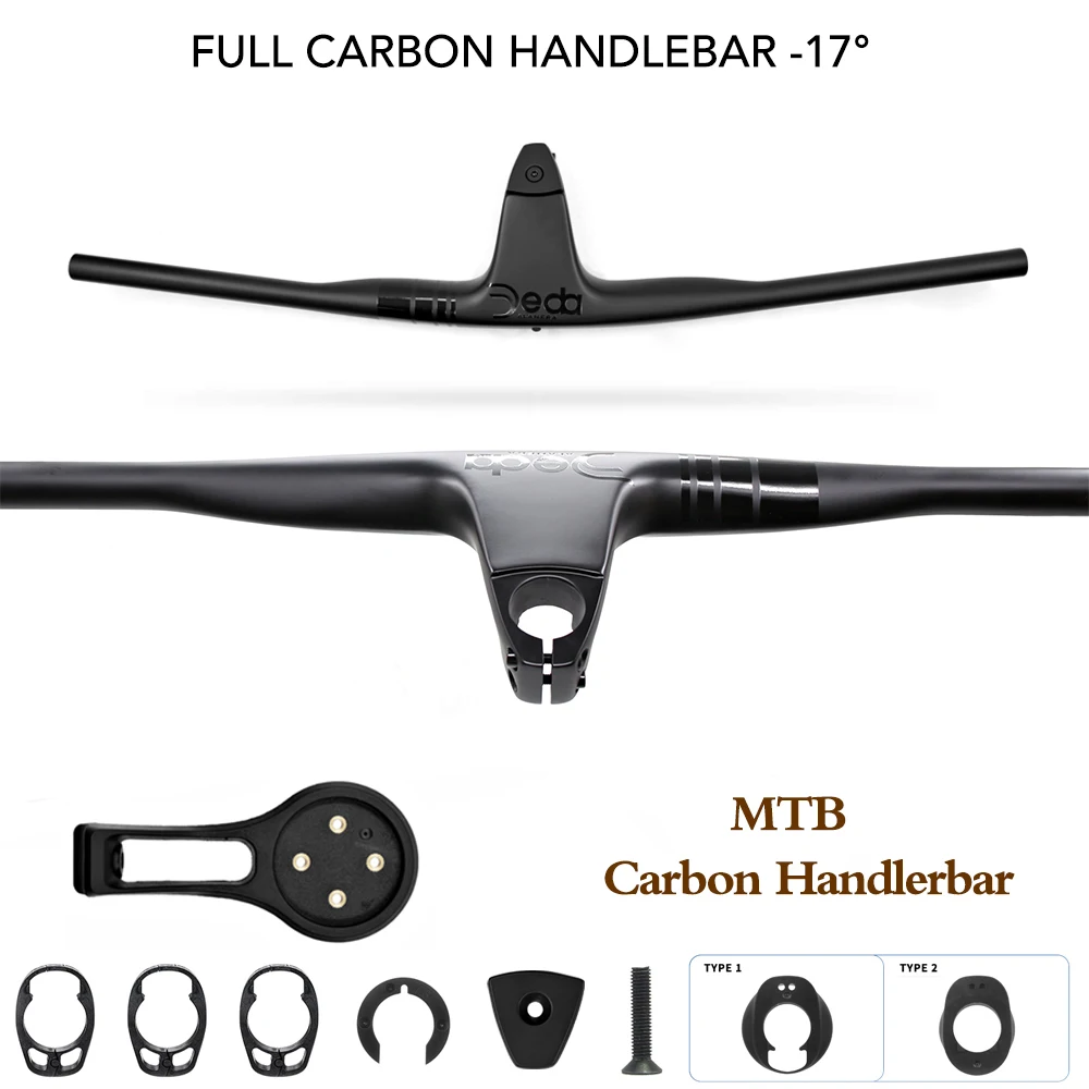 

Черный матовый внутренний кабель 17. ° Встроенный карбоновый руль из углеродного волокна для горного велосипеда 50-90 мм для MTB XC с креплением для велосипеда