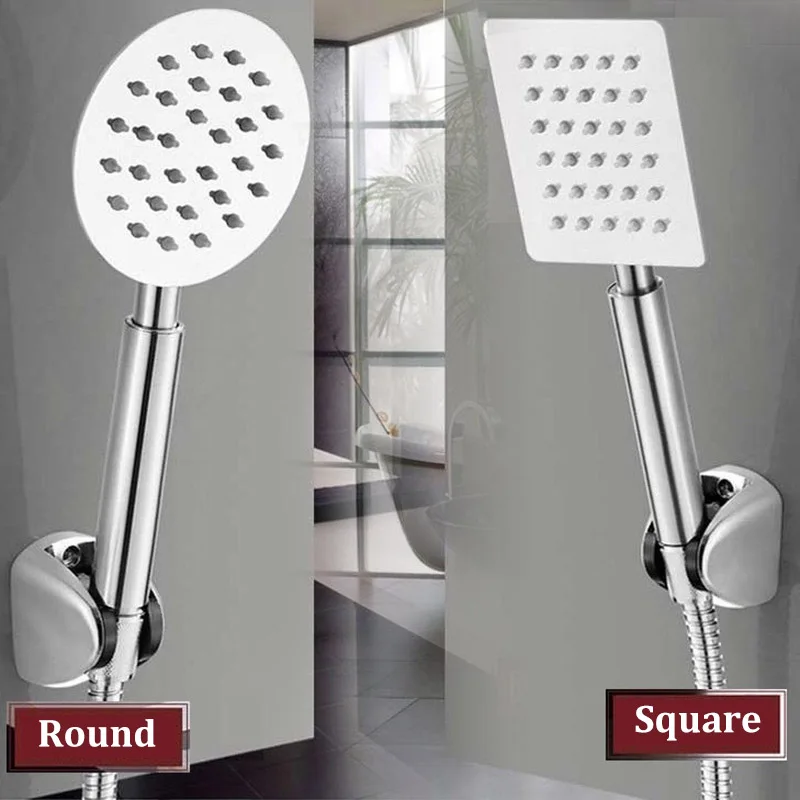 Supercharged Handheld Stainless Steel Shower Head Silicone Water Outlet Round Square Bathroom Shower Head Set