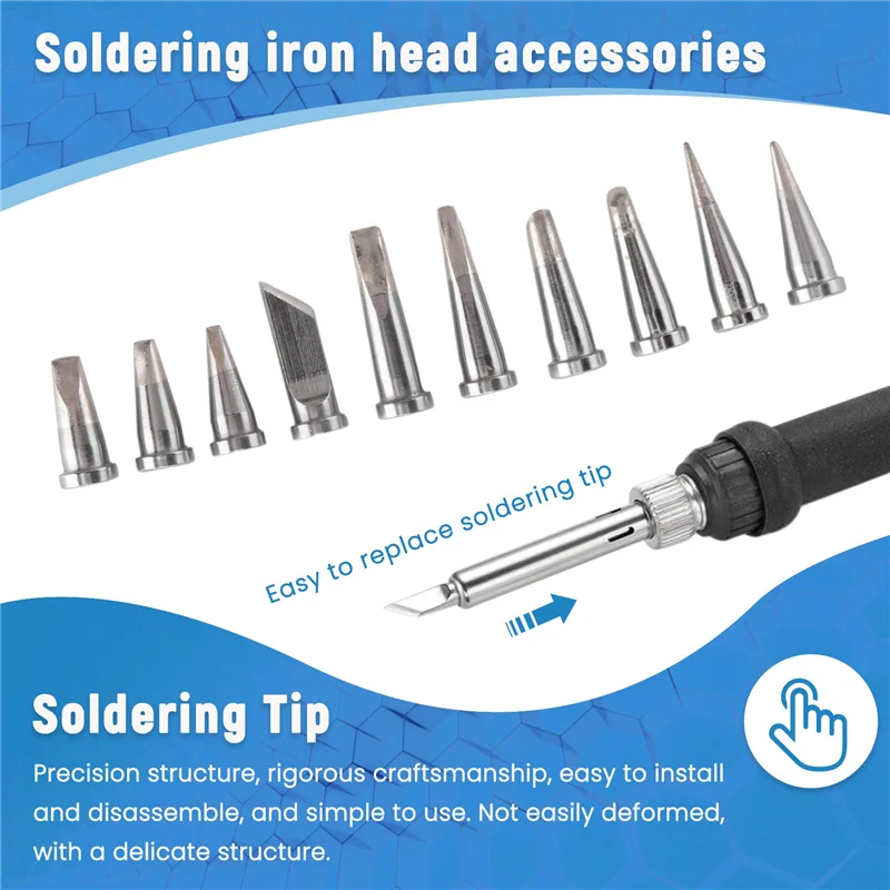 

BHBD-10Pcs Durable Soldering Tip Set For Weller WSD81 WD1000 WSP80 WP80 LT Soldering Station