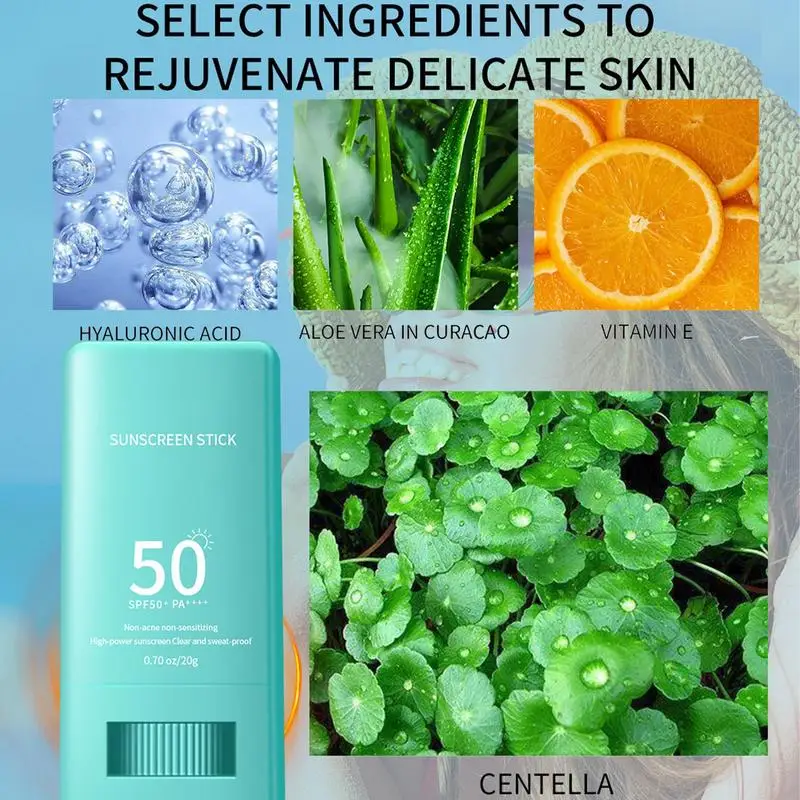 Creme de Proteção UV, Sun Block Stick, Rosto Isolamento Solar, À prova d'água, à prova de suor, Refresh Hidratante, Whiten Repair, protetor solar, SPF50