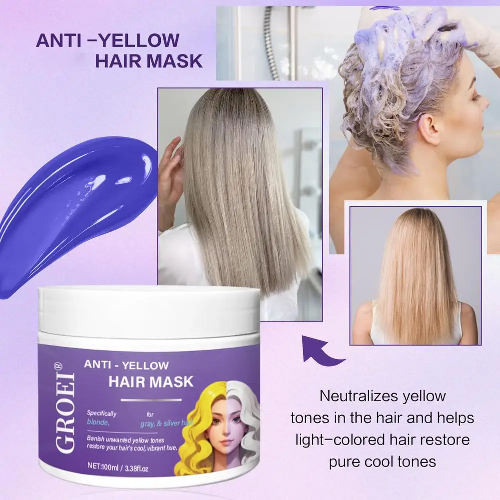 100 مللي قناع الشعر الأرجواني ترطيب السلس المغذي العميق سهل مشط دون تشابك للشقراء الفضية الرمادية أبرز هاي X9E9 #4