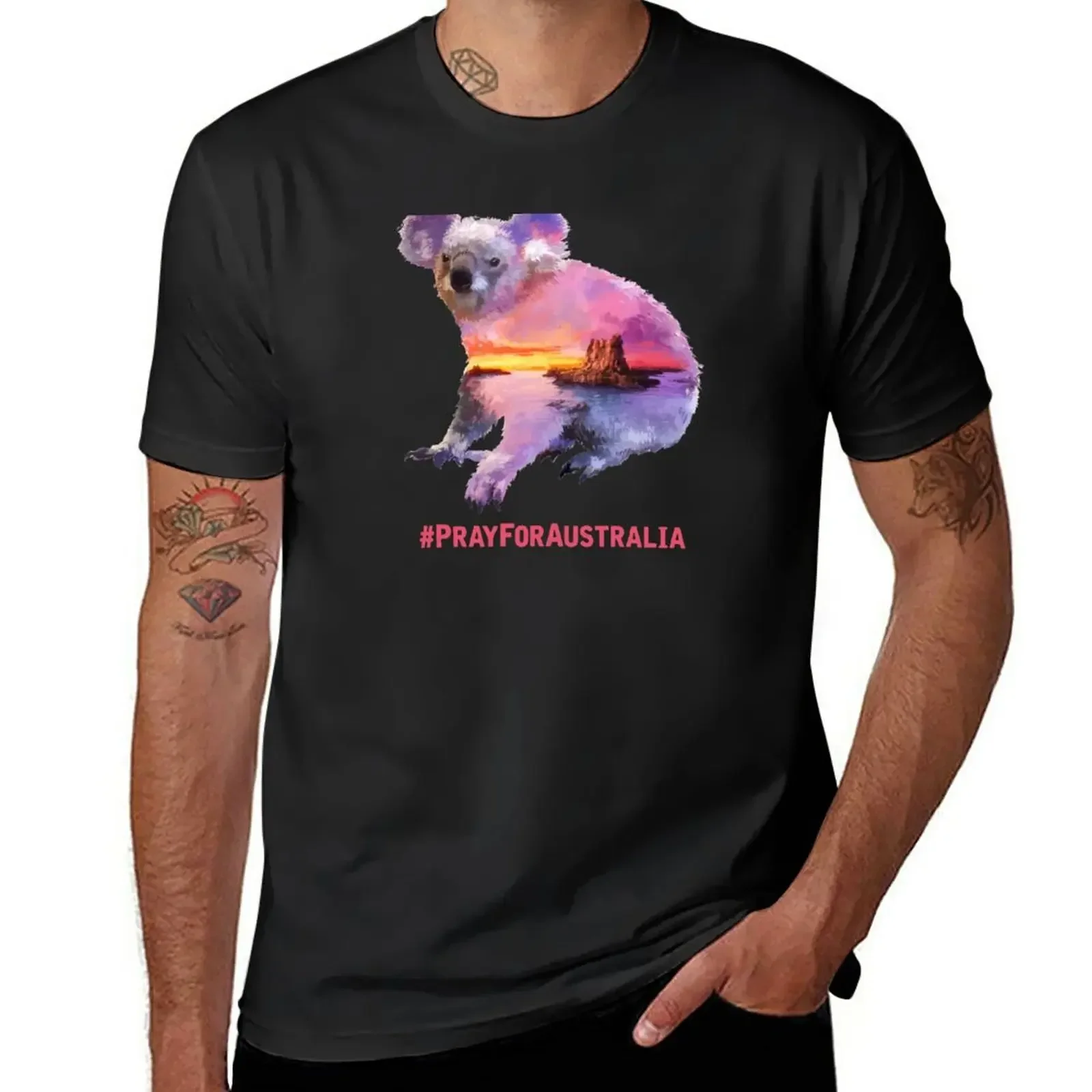 cute tops summer top t shirts for men Australian Wildfires Bushfires Koala Pray For Australia Save Lives Help Koalas T-Shirt