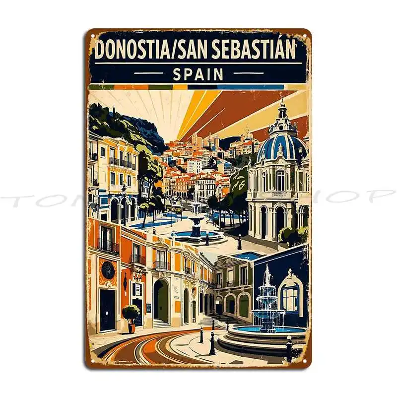 Donostia San Sebastian Spain Vintage Travel Tourism Metal Sign Garage Design Wall Decor Decoration Designing Tin Sign Poster