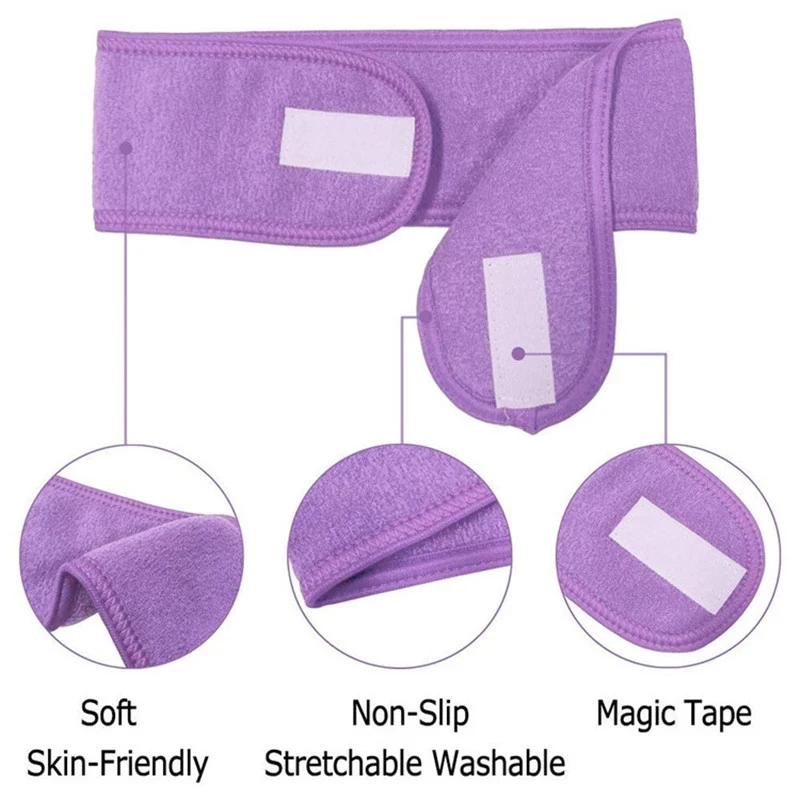 Imagen 6: Diadema deportiva ajustable antideslizante para mujer, banda ancha para la cabeza, suave, para maquillaje, Spa, Yoga, baño y ducha, 1 unidad