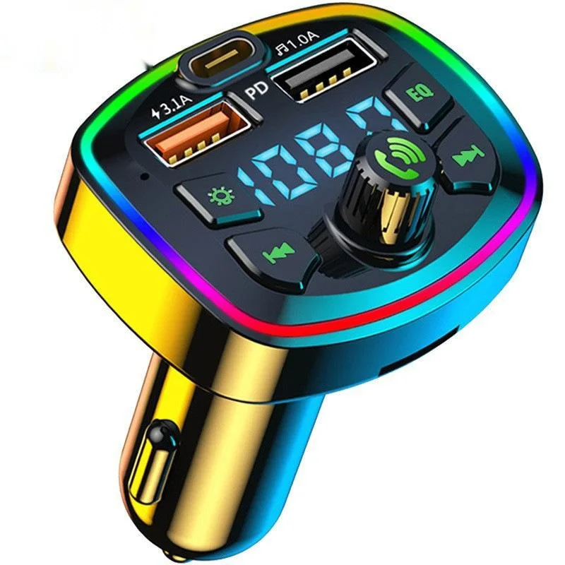 Q7 Multi-function Hands-free Bluetooth Car Charger Car FM Transmitter Bluetooth Mp3 True 3.1A Dual USB Port PD Charging