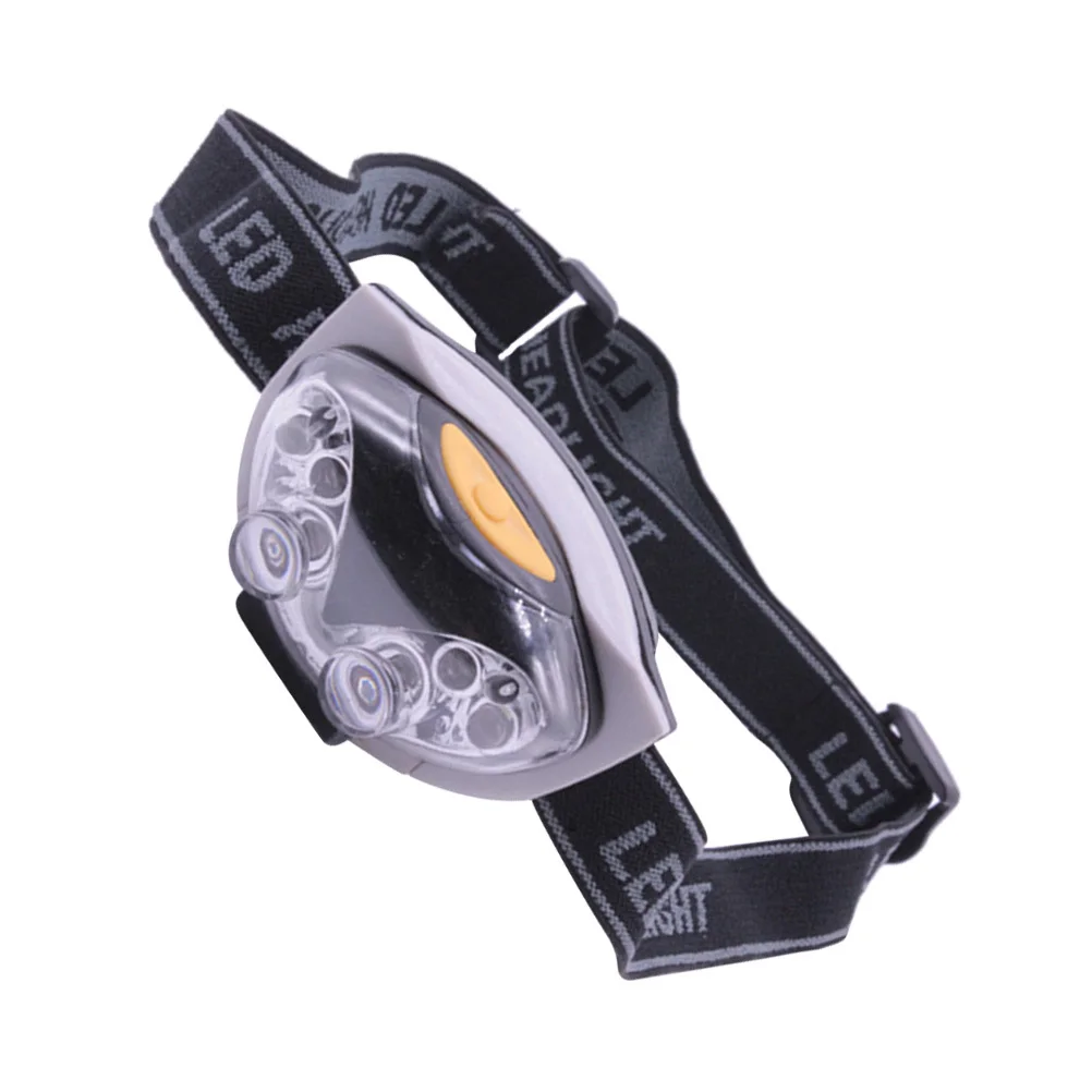 6LED بالطاقة الصيد المصباح خفيفة الوزن حزام قابل للتعديل في الهواء الطلق التخييم المشي لمسافات طويلة كشافات سطوع عالية في حالات الطوارئ