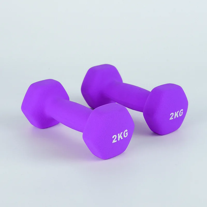 دمبل صغير للياقة البدنية المنزل أنثى الدمبل الأطفال طالب سداسية الصلبة الحديد النساء 2 كجم ماتي المنزل اللياقة البدنية الدمبل #4