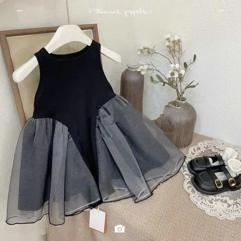 

Girls' Elastic Fluffy Yarn Princess Dress Summer Outfit